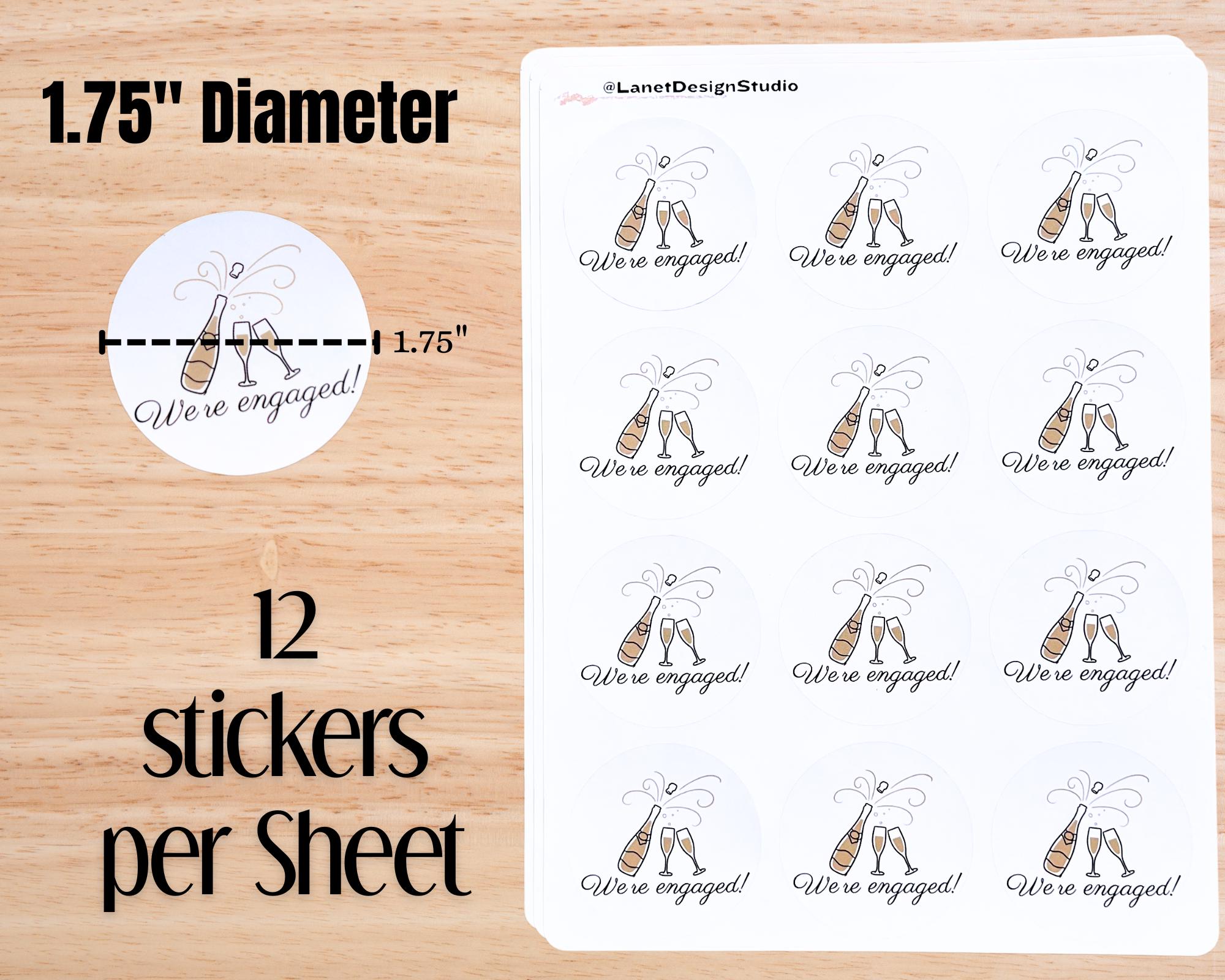 Engegment Sticker We’re Engaged Sticker Sheet Engagement Announcement Envelope Sticker ...