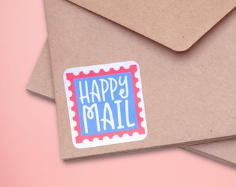 Pegatinas de sellos de correo feliz, etiquetas de sobre, pegatinas de papelería para niños, pegatinas para pequeñas empresas, pegatinas para invitaciones a fiestas, pegatinas para amigos por correspondencia