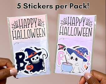 Halloween Sticker Pack Waterproof Vinyl Die Cut Spooky Ghost Witch Hat Skull Pumpkin Jack Lantern Bat Kawaii Seasonal Decoration Laptop