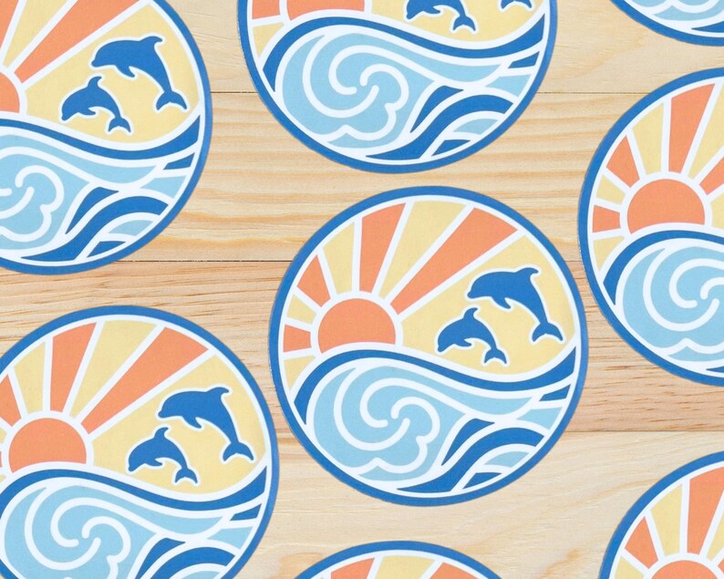 Pegatina de olas de playa, atardecer, botella de agua, para portátil, ideal como regalo para amantes de la playa, surfista, decoración tropical, recuerdo de fiesta. imagen 6