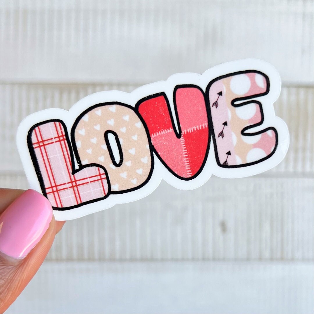 Love Sticker Positive Words Hot Pink and Red Sticker Cute Affirmation