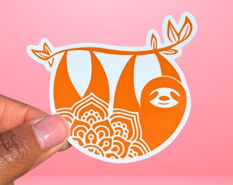 Cute Sloth Sticker Holographic Animal Lover Sticker For Laptop Decal Animal Party Decor For Kids Gift Idea Party Favor Water Bottle Sticker