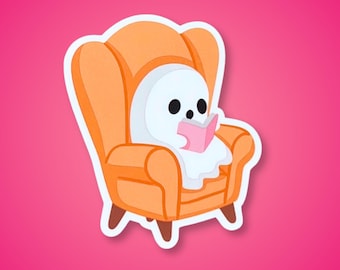 Cute Ghost Reading Book Sticker Ghost Booktok Sticker Halloween Decor Party Favor Ghost Sticker For Laptop Decal Bookish Tumbler Sticker