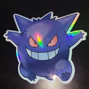 Pokemon Evil Gengar Smiling Face Reflective Decorative StickersHorror  Expression Stickers on Car RearWindshield Waterproof Funny