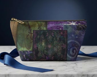 Mystic Whimsy Dragonfly Collage Accessory Pouch