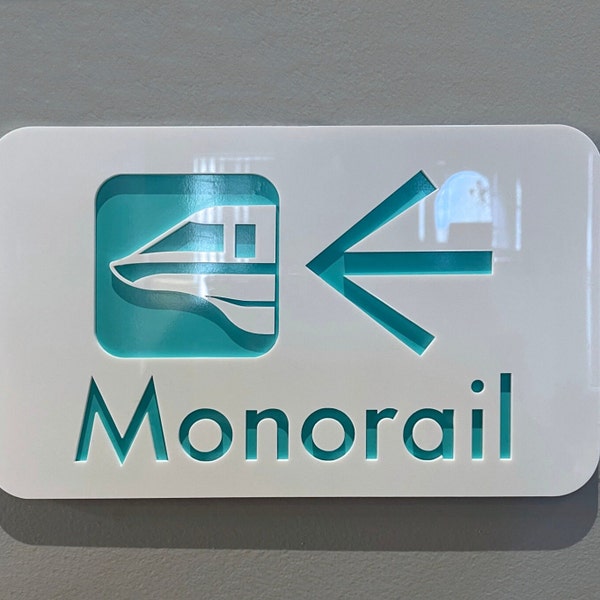 Disney Monorail Sign Plaque Home Decor Choose your color and direction Prop Transportation Disneyland inspired Disney parks