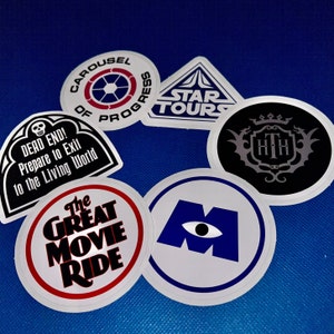 Stickers autocollants Disney, lot de 6 ou une seule, Tower of Terror Star Tours Carousel of Progress Monsters Inc. Livraison gratuite aux États-Unis !