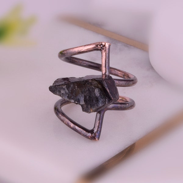 Labradorite Ring, Rough Stone Ring, Gemstone Ring, Ring For Women, Electroform Ring For Her, Handmade Ring, Adjustable Ring, Statement Ring