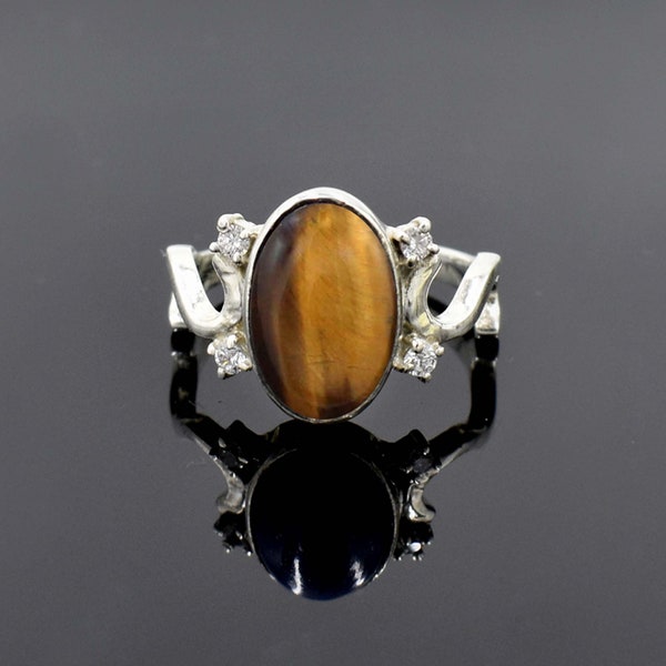 Tiger Eye Gemstone Ring 925 Sterling Silver Handmade Ring The Vampire Diaries Ring Elena Gilbert Tiger Eye Ring Art Deco Ring For Women Gift