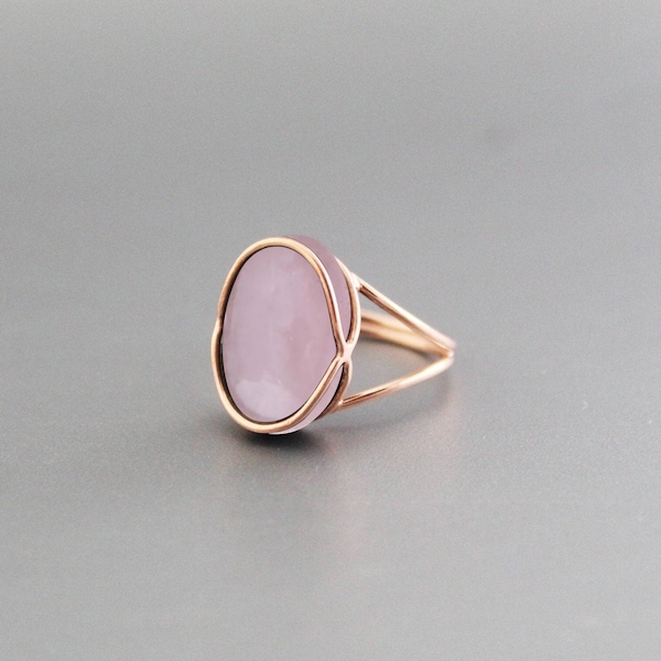 Genuine Rose Quartz Ring, 925 Sterling Silver Ring, Rose Quartz Silver Ring, Rose Quartz Statement Ring, Boho Silver Ring, Ring for Women