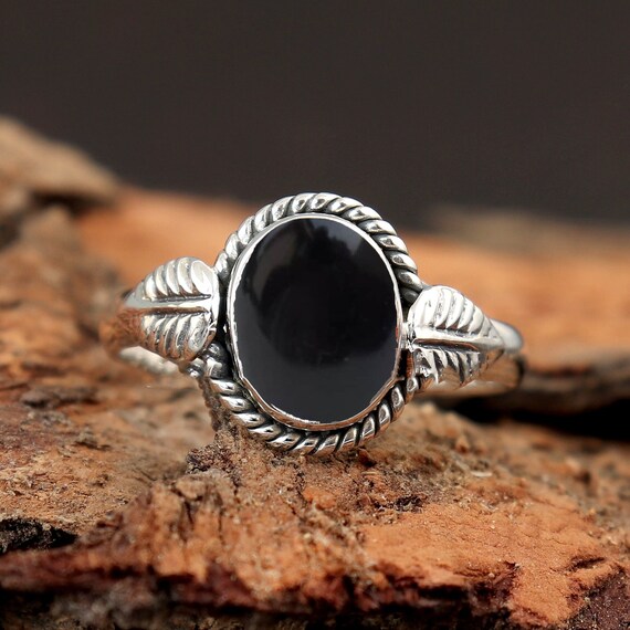 Genuine black onyx sale ring