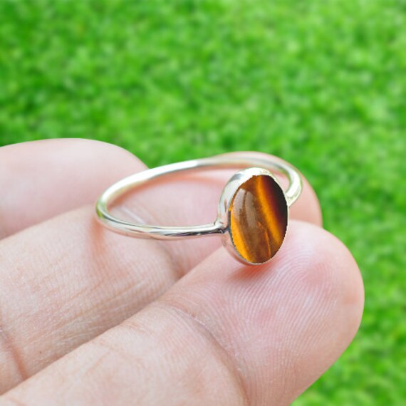 Natural Tiger Eye Ring 925 Sterling Silver Handmade Ring Unique Oval Shape  Ring for Women Cute Minimalist Dainty Ring Brown Gemstone Ring - Etsy UK