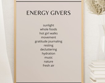 Energy Givers Wall Art, Digital Print, Home Wall Art, Digital Download Print, Cute Wall Decor, Large Printable Art
