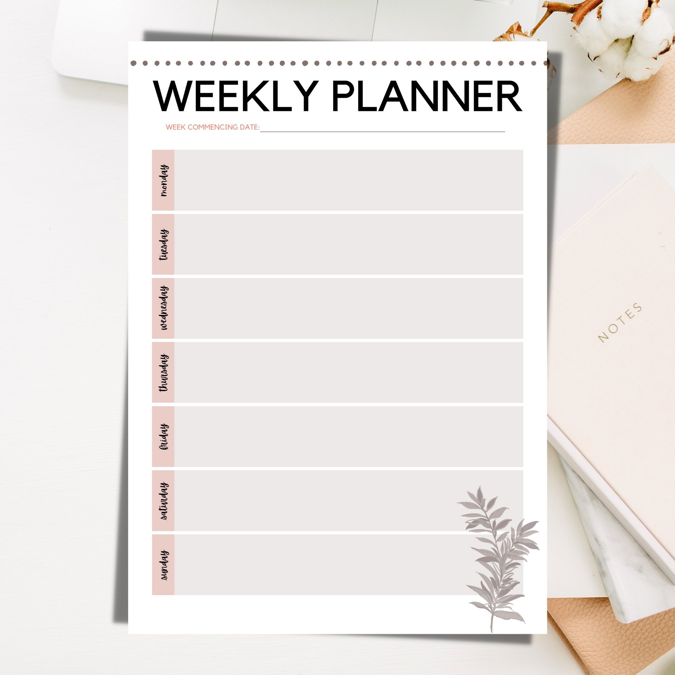 WEEKLY PLANNER Portrait Printable Template. Instant - Etsy