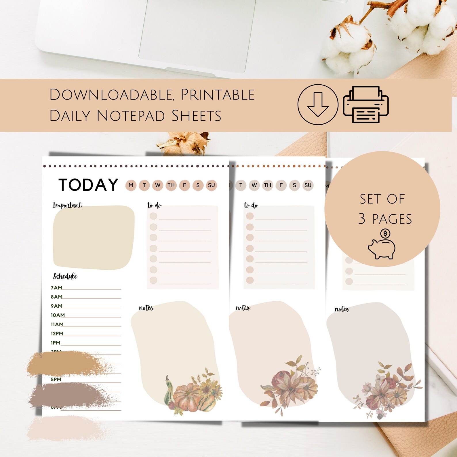DAILY NOTEPAD SHEET Printable Template. Instant Download: to - Etsy
