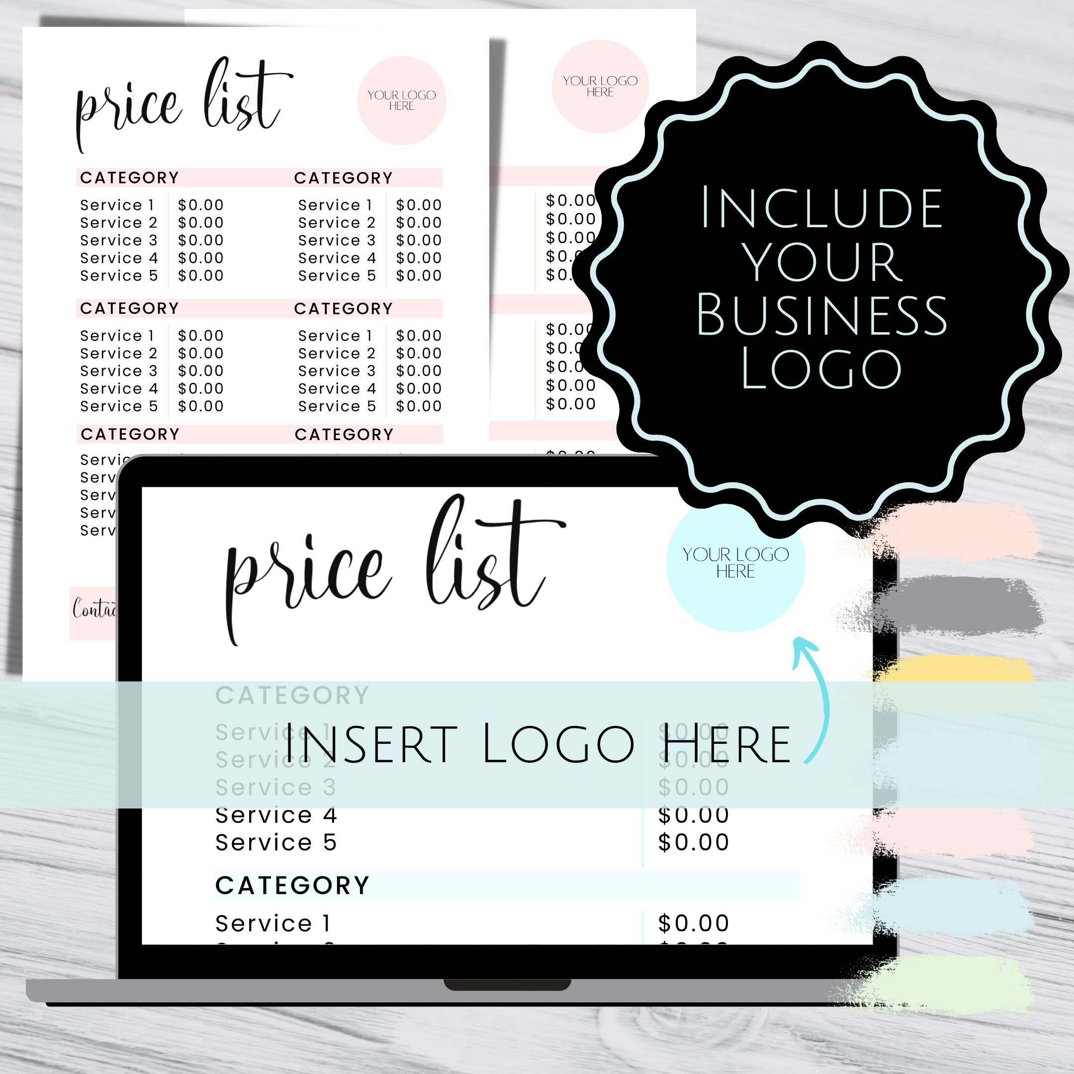 Simple PRICE LIST Editable CANVA Template Printable Price Etsy UK