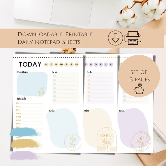 DAILY NOTEPAD SHEET Printable Template. Instant Download: to - Etsy