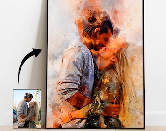 Watercolor Portrait From Photo, Personalized Art Painting, Unique Gift Idea, Anniversary, Birthday Present Him, Her, Wife, Mothers Day