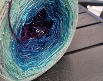 Bobbel "Like a Virgin" gradient yarn with multi-glitter, for shawl, scarf, crochet, knitting, 3-ply + 4-ply