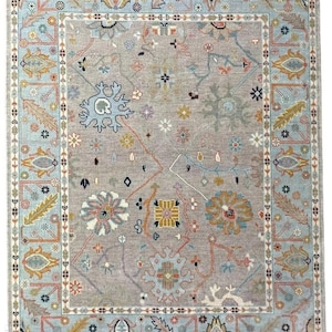 Tappeto Oushak anatolico grigio antico 9x12 fatto a mano in lana per camera da letto, tappeto turco, tappeti in lana per soggiorno, camera da letto, ufficio, corridoio. Pre-ordine.