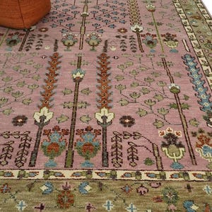 Pink Olive traditional heriz serapi wool Rug Oushak Rug 9x12 Antique hand knotted rug oriental Rug living area & bedroom kid&#39;s room hallway