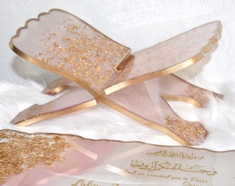 HANDGEMACHTER Koranständer aus Goldharz, Buchhalter, Islamische Geschenke Tragbar Robust Leicht Buchständer