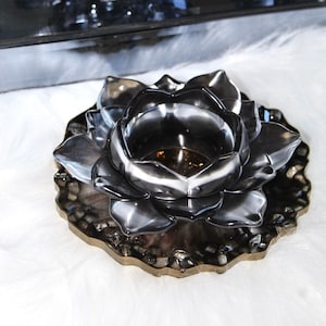 Handmade Large Resin Candle Holder Lotus Candle Holder Home Decor Ideas Decorative Bowl Gift Ideas Resin Art Crystal And Lotus Candle Holder