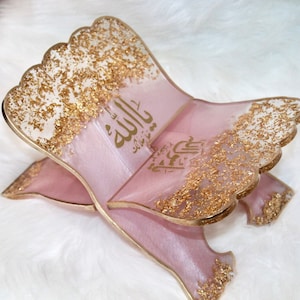 Atril para Corán de resina hecho a mano, soporte para libros, regalos islámicos, portátil, resistente y ligero.