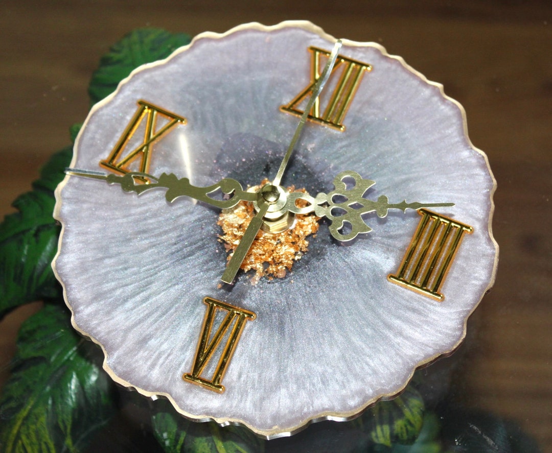 Buy Handmade Small Resin Clock With Gold Flakes Wall Clock Home Decor