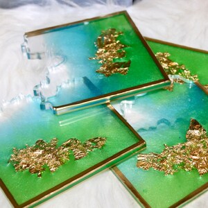 Posavasos de resina irregulares turquesas HECHOS A MANO, Regalo de decoración del hogar, Regalo de Navidad, Posavasos estilo ágata geoda Regalo de bienvenida Posavasos de resina