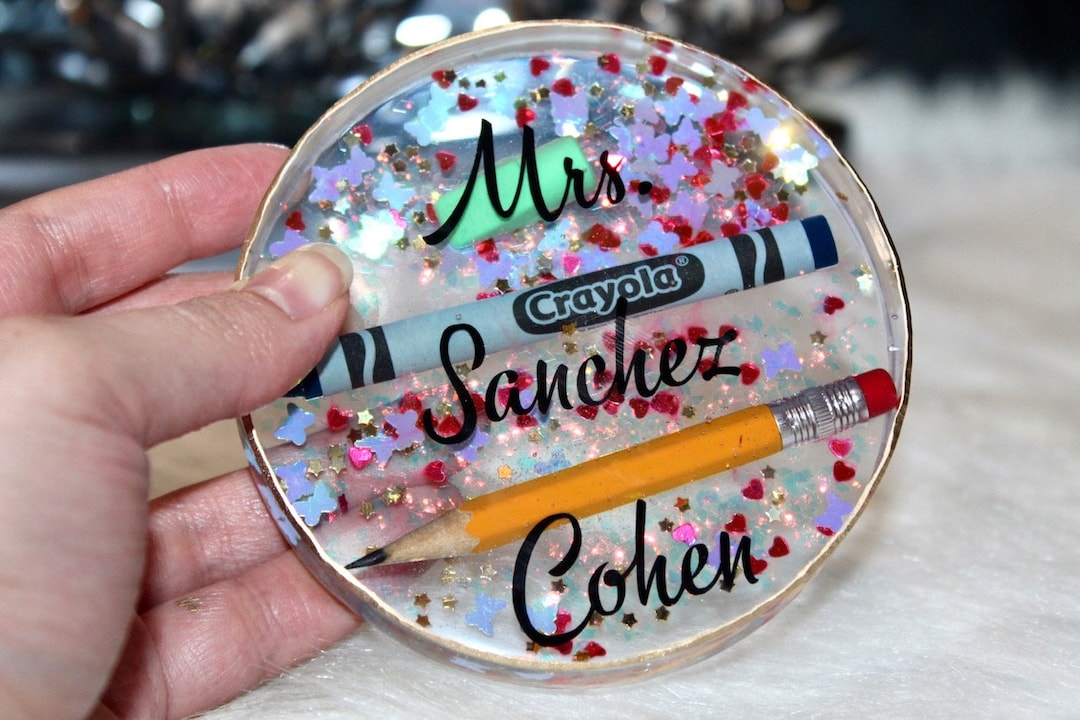 Personalized Teacher Coaster: Custom Resin Paperweight Gift - Etsy