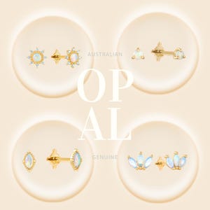 Variety of Australian Opal  Piercing | Tiny Luxury Piercing | Solid Gold | 14K