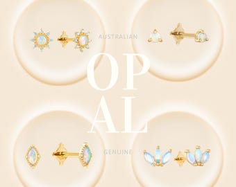 Variety of Australian Opal  Piercing | Tiny Luxury Piercing | Solid Gold | 14K