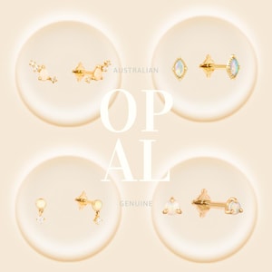 Variety of Australian Opal  Piercing | Tiny Luxury Piercing | Solid Gold | 14K