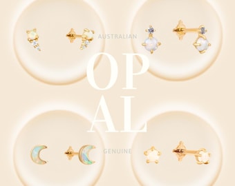 Variety of Australian Opal  Piercing | Tiny Luxury Piercing | Solid Gold | 14K