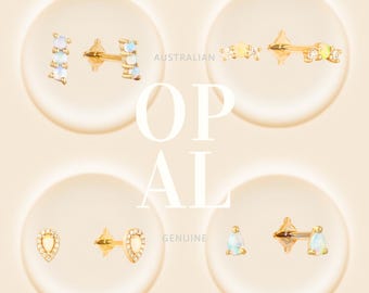 Variety of Australian Opal  Piercing | Tiny Luxury Piercing | Solid Gold | 14K