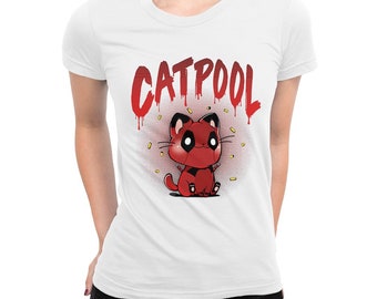 Zabawna koszulka Catpool Deadpool, rozmiary męskie i damskie (met-276)