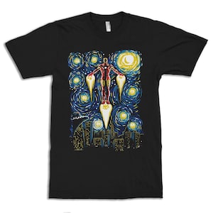 Iron Man Starry Night T-Shirt, Vincent van Gogh Shirt, Men&#39;s Women&#39;s Sizes (met-266)