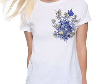 Starry Night Heart T-Shirt, Vincent van Gogh Shirt, Men's Women's Sizes (met-009)