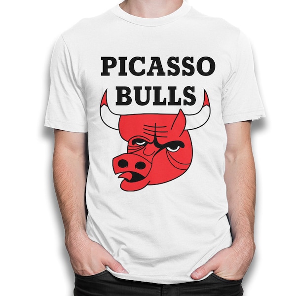 Picasso Bulls Funny T-Shirt, 100% Cotton Tee, Men's Women's All Sizes (wr-110)