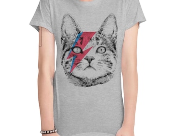 Kitty Stardust Funny Art T-Shirt, David Bowie Cat Tee, Men's Women's All Sizes (wr-264)