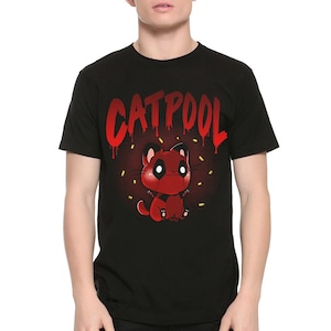 Catpool Deadpool Funny T-Shirt, Men&#39;s Women&#39;s Sizes (met-276)