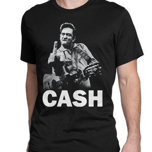 Johnny Cash middelvinger-T-shirt, dames-T-shirt voor heren, alle maten (ld-116)