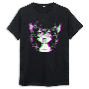 Glitch Ahegao Girl T-Shirt, Men&#39;s Women&#39;s Sizes (met-013)