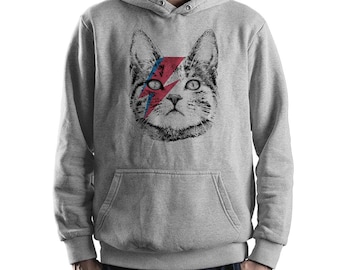 Kitty Stardust Art Hoodie, David Bowie Cat Sweatshirt, Unisex Sizes (wr-264)