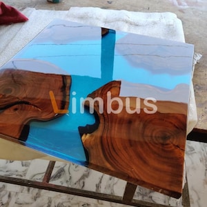 Resin Acacia Square Side Table | Epoxy End Table | Coffee Table | Mid Century Modern Resin Table Top | Living Room Furniture | Made to Order