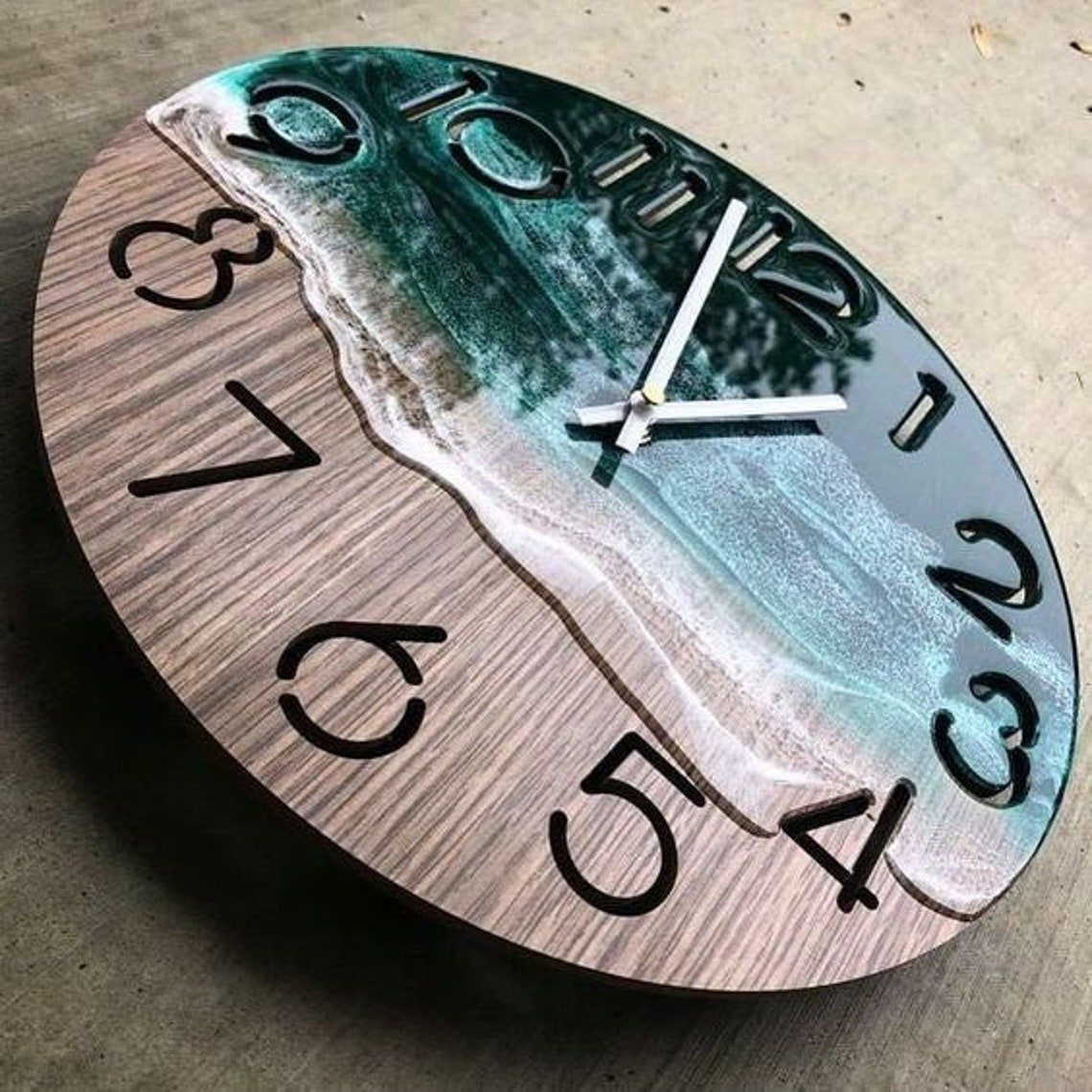 Ocean Waves Resin & Wood Wall Clock Colorful Wall Clock Gift Etsy