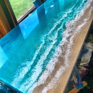 Ocean waves epoxy resin dining & Coffee table, Personalized living room decor, Unique farmhouse furniture, Festival Decor