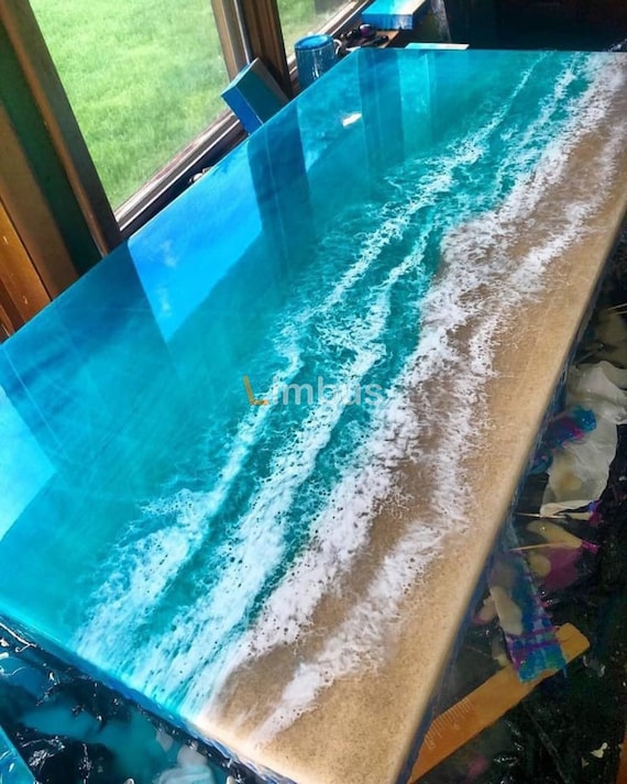 Ocean Waves Epoxy Resin Dining & Coffee Table, Personalized Living