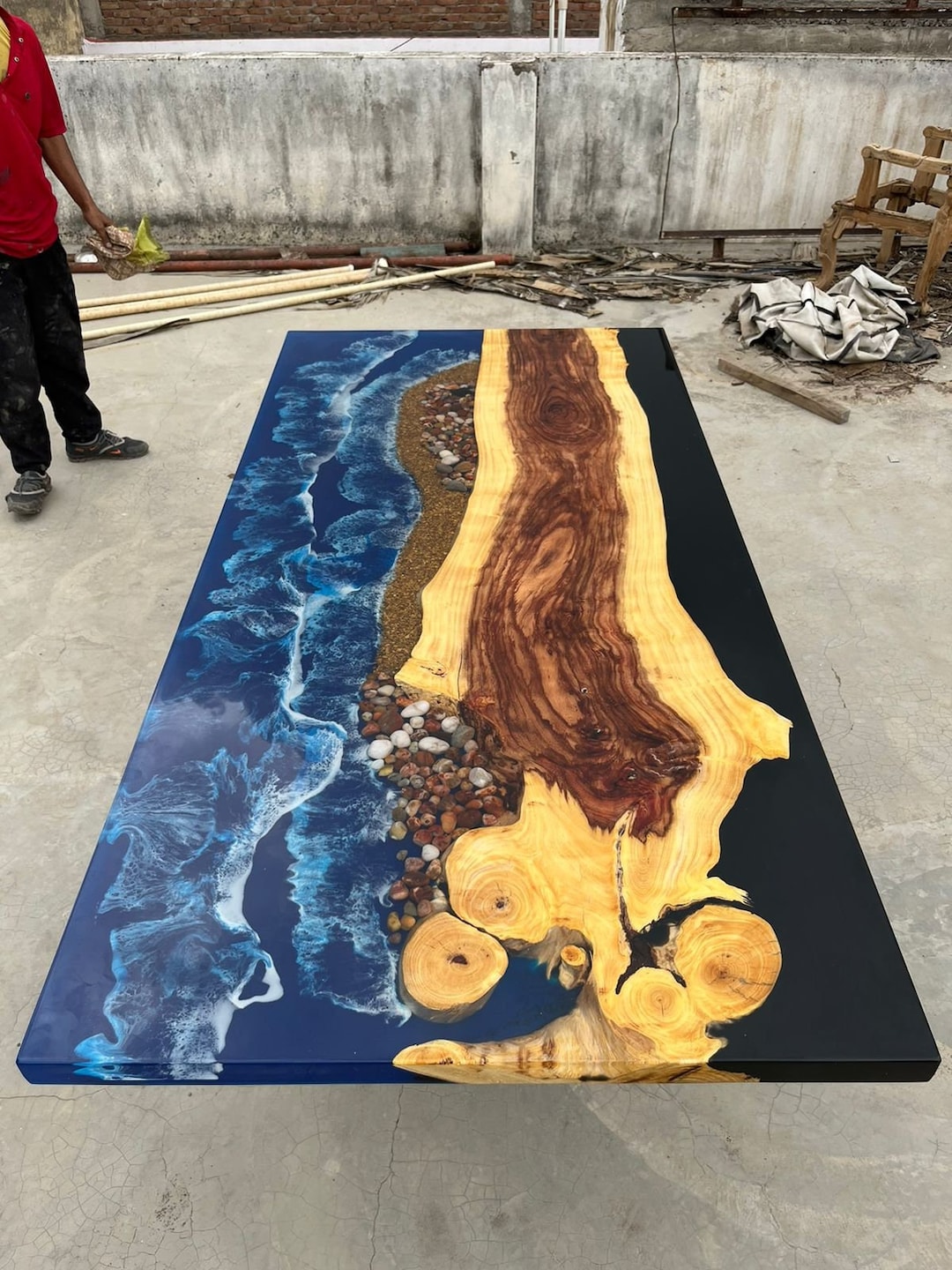 Ocean Waves Epoxy Dining Table, Resin Sofa Center Table Top ...